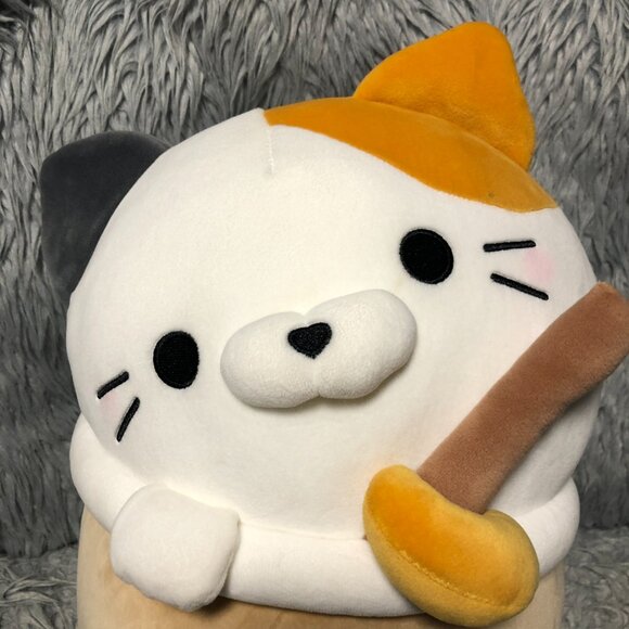 Takashoji Original Boba Milk Tea Calico Cat 13" Plush Stuffed Tan Brown White - Picture 7 of 8